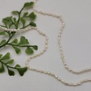 Rice Pearl Necklace 30" Classic Ivory Luster Cultured Freshwater Single Strand